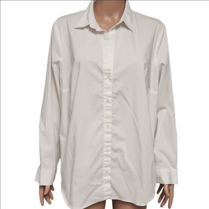 Classic White Button-Up Long Sleeve Shirt (Code-P003)